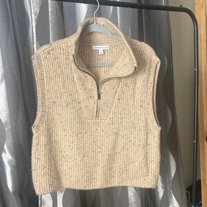 And Now This Cream Knit Half-Zip Sleeveless Turtleneck Sweater Vest